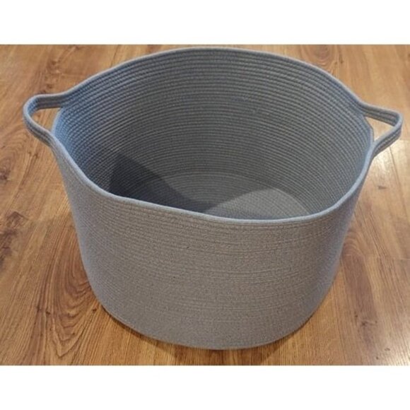 New Extra Large Grey Storage Basket, 22" X 22" X 14" XXXL Blanket Basket - Picture 1 of 2